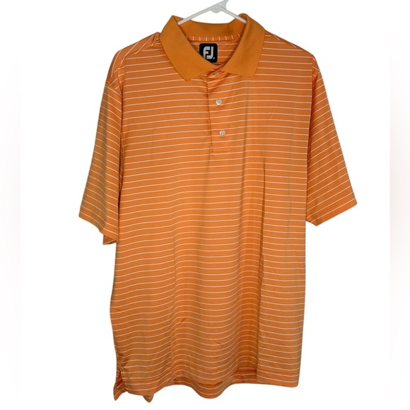 Footjoy Polo Legends Golf & Country Club Orange White Stripes Size Medium Preppy - Picture 1 of 10